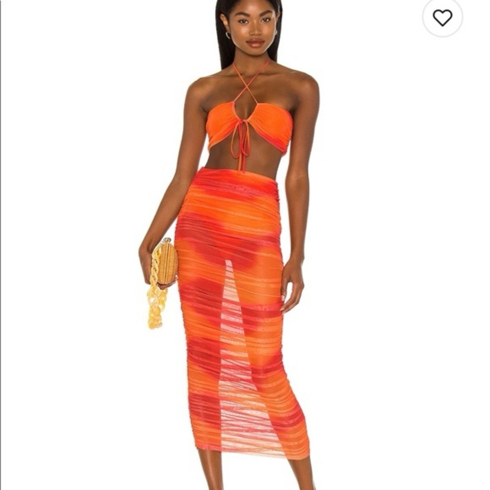 Camila Coehlo Kelly top and maxi skirt in orange tie dye